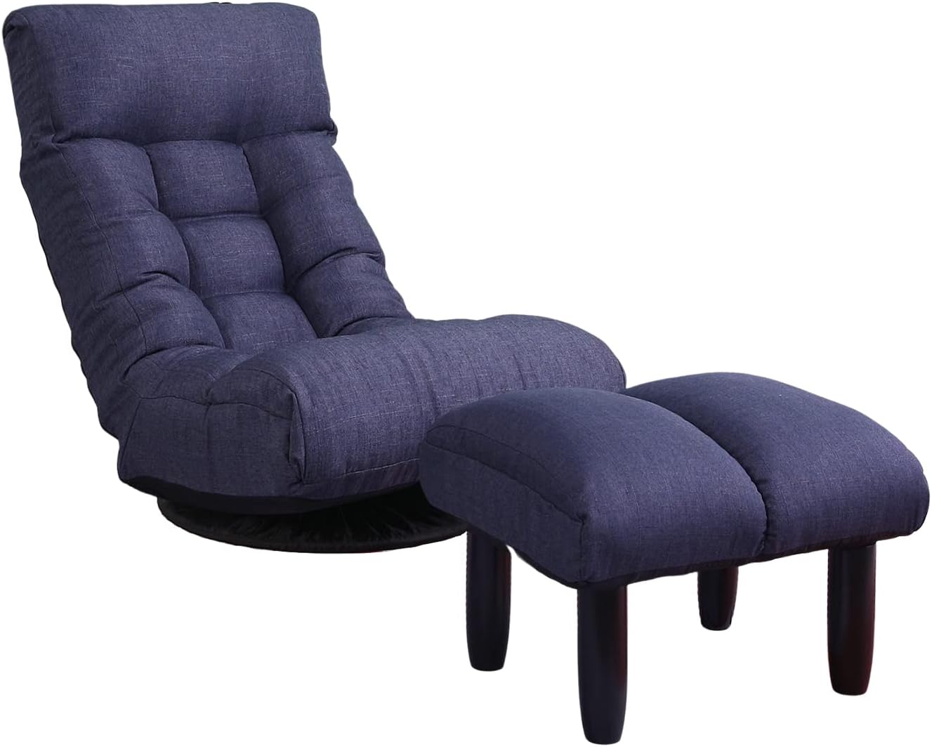 SLEERWAY 360-Degree Swivel Gaming Chair, Foldable Floor Chair with Adjustable Backrest, Cushion Padded Indoor Chaise Lounge, Lazy Sofa Couch Rocker Gaming Chair for Teens and Adults (Navy Blue)