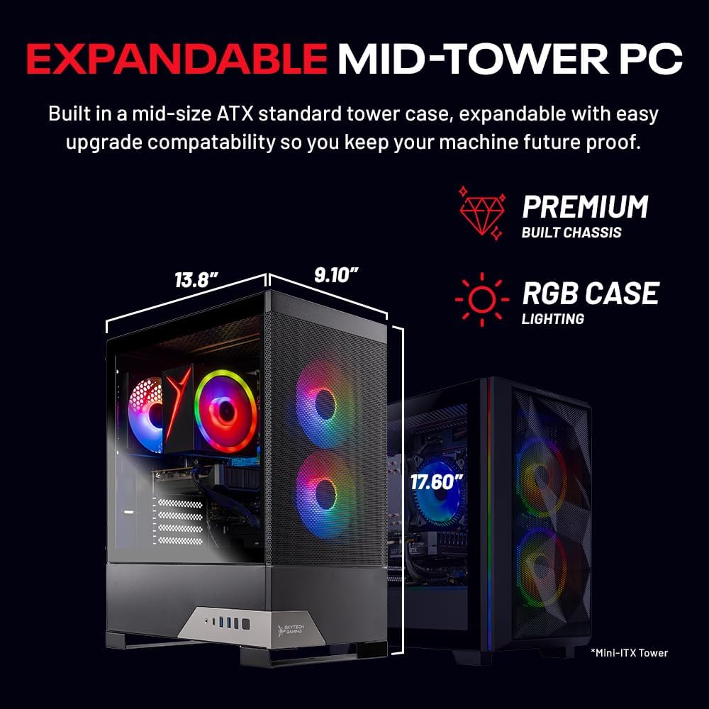 Skytech Gaming Nebula 2 Gaming PC, AMD Ryzen 7 5700 3.7GHz, NVIDIA RTX 5060 Ti 8GB VRAM, 1TB NVMe SSD, 16GB DDR4 RAM 3200, 650W Gold PSU, WI-FI 5, Windows 11, Desktop
