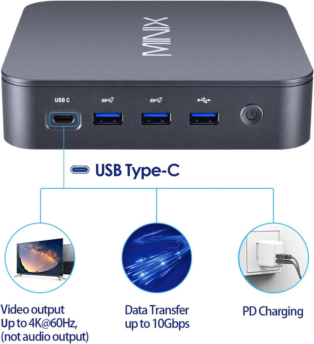 MINIX NEO J51-C8 Max Mini Computer, 8GB/512GB M.2 PCIe NVMe SSD Windows 11 Pro, Aluminum/Wi-Fi6/Dual 2.5GB LAN/USB-C/Triple Display/4K/Auto Power On/PXE Boot/RTC/Vesa Mount
