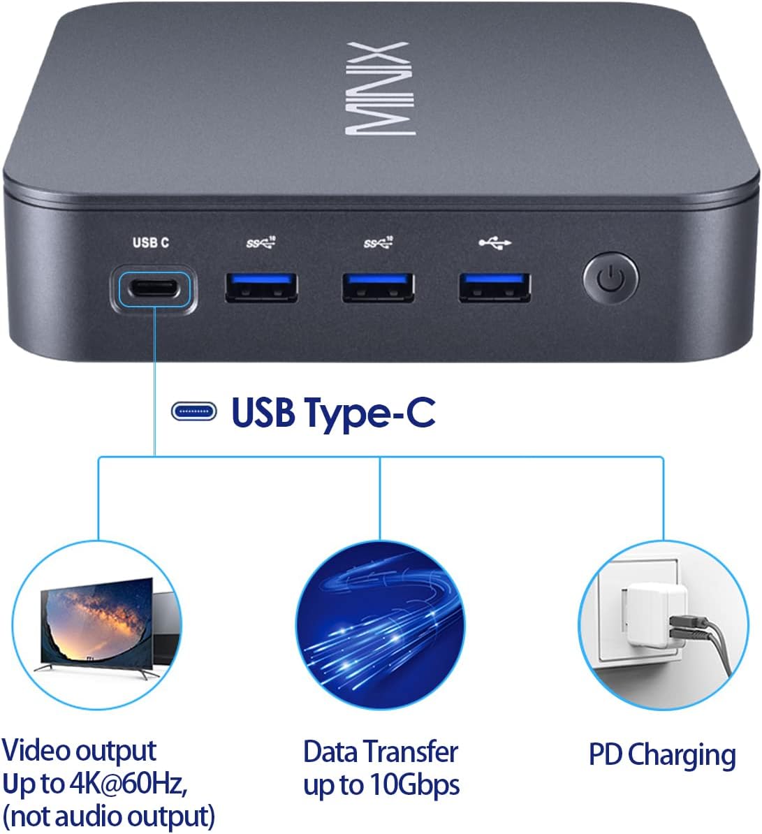 MINIX NEO J51-C8 Max Mini Computer, 8GB/512GB M.2 PCIe NVMe SSD Windows 11 Pro, Aluminum/Wi-Fi6/Dual 2.5GB LAN/USB-C/Triple Display/4K/Auto Power On/PXE Boot/RTC/Vesa Mount