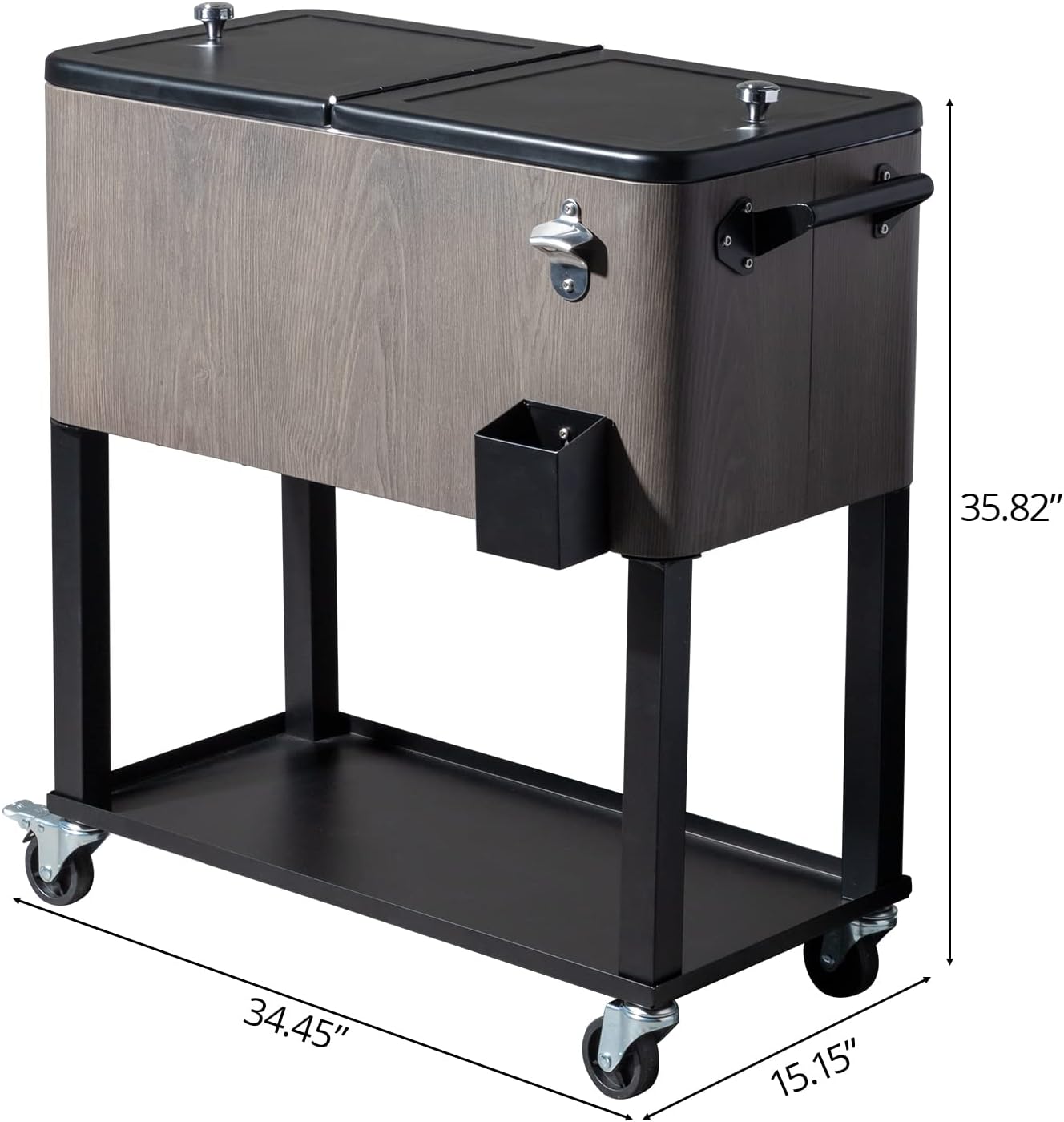 VINGLI 80 Quart Rolling Ice Chest on Wheels, Patio Cooler Cart, Beverage Rolling Cooler for Outdoor Patio Deck Party