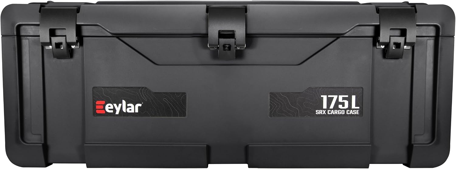 SRX-175 Overlanding Cargo Case – 175L Waterproof Storage Box for Camping, Off-Road & Truck Bed Gear – Heavy-Duty Lockable Storage with Gas Strut Lid, Stackable Design & Interior Organizer Tray (Black)