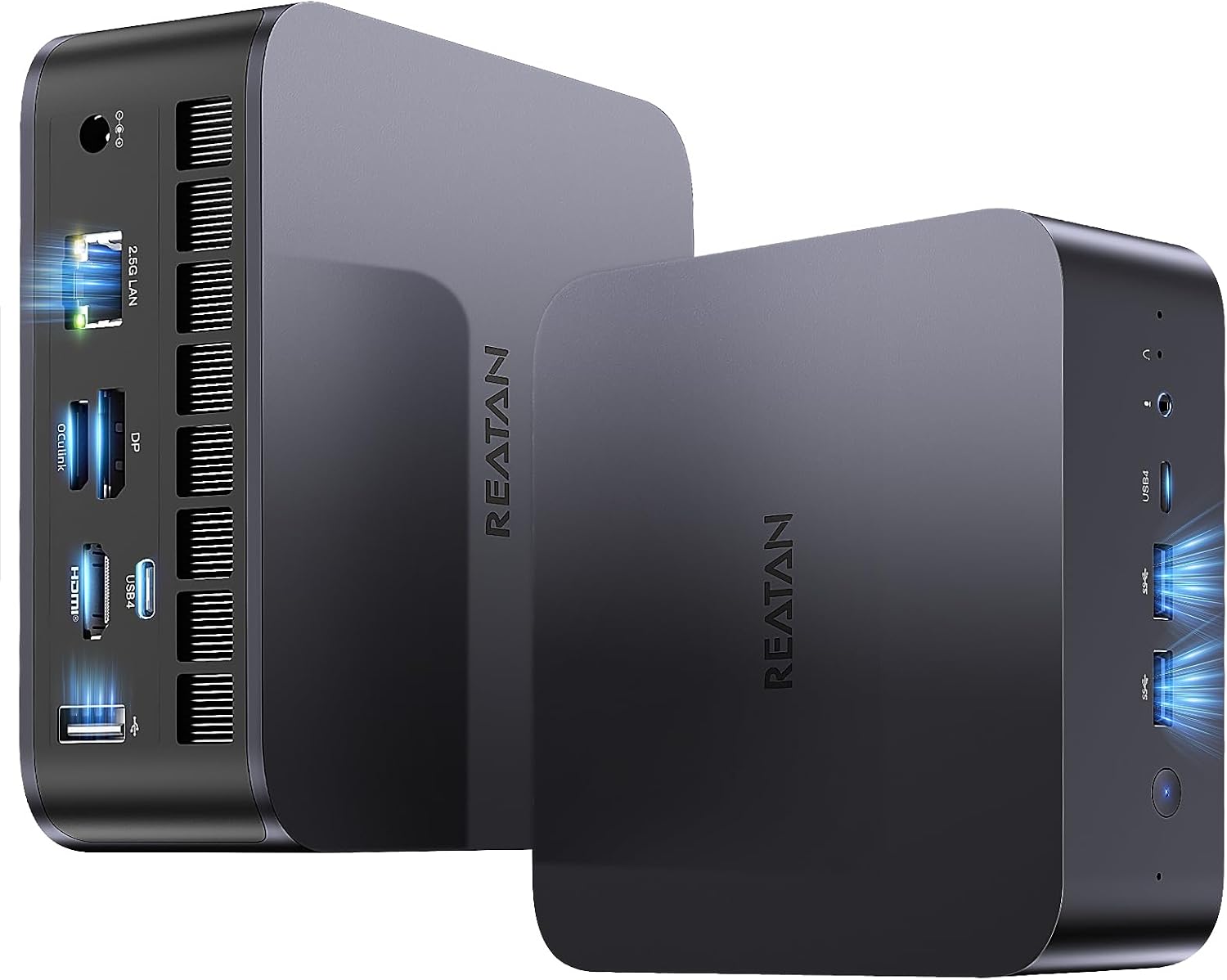 Reatan Mini PC Gaming OCuLink AI AMD Ryzen 7 255, Mini Computers, Built-in Dual Speakers, 2.5Gbps LAN,HDMI 2.1, 8K USB 4.0 Wi-Fi 7/BT5.4 Barebone, NO RAM, NO Storage, NO System