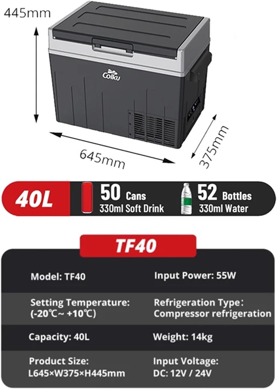 Portable Car Refrigerator Fridge Outdoor Compressor Cool Box 12V Truck Freezer(20L)