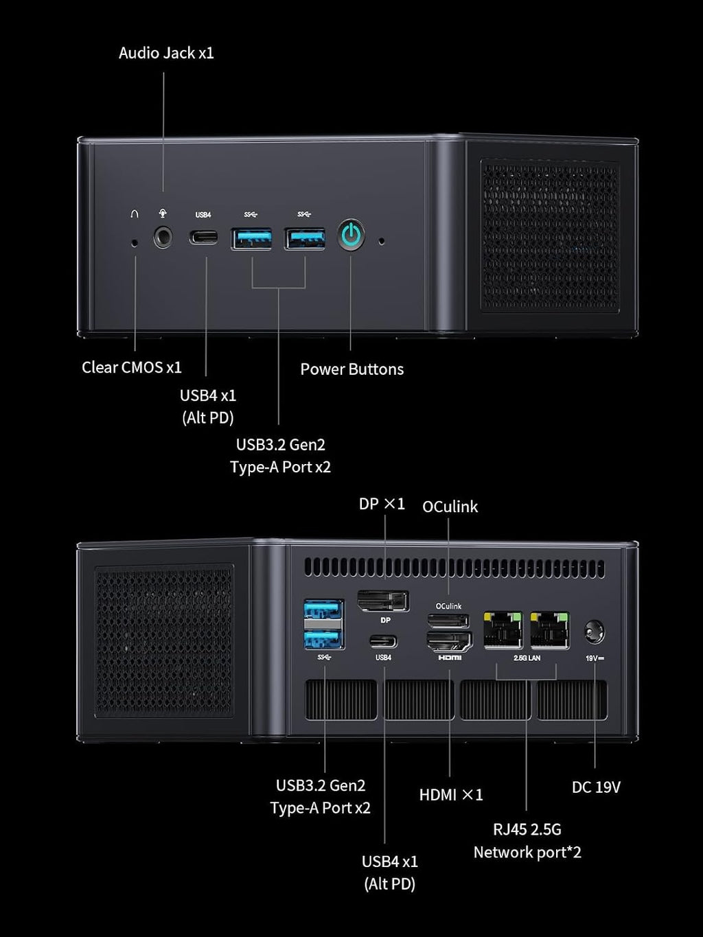 MINISFORUM UM890 Pro Mini PC, Ryzen 9 8945HS 5.2GHz, 32GB DDR5 5600MHz + 512GB PCIe 4.0 SSD, Radeon 780M, Quad 4K Display(HDMI/DP1.4/USB4 х 2), Dual 2.5G LAN Mini Desktop Computer