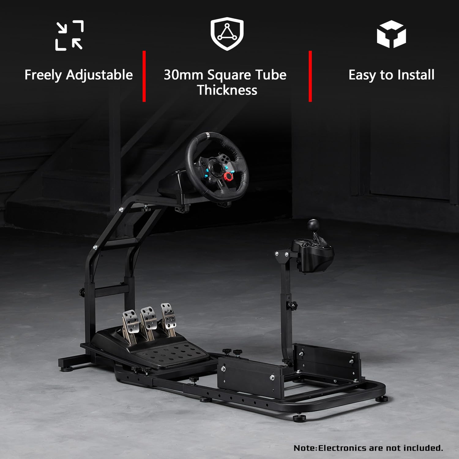 Dardoo Racing Simulator Cockpit Gaming Frame Fit for Logitech G27 G29 G920 G923,for Thrustmaster T300,for Fanatec,Adjustable Driving Steering Wheel Stand,Not Included Wheel, Pedal and Seat