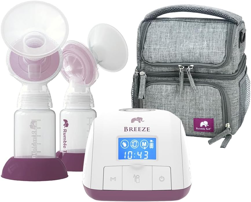 Rumble Tuff Breeze Electric Breast Pump with Flo-1 Collection Kits and Carrying Tote