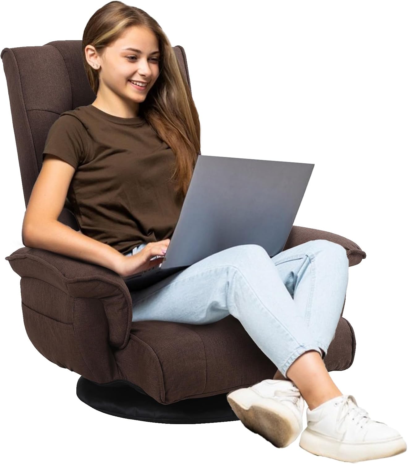 360 Degree Swivle Adjustable Floor Chair, Chaise Lounge Indoor, Folding Lazy Sofa with Armrests and Side Pocket Adults Gaming Chairs for Living Room, Bedroom Factory Price 201 (CO)