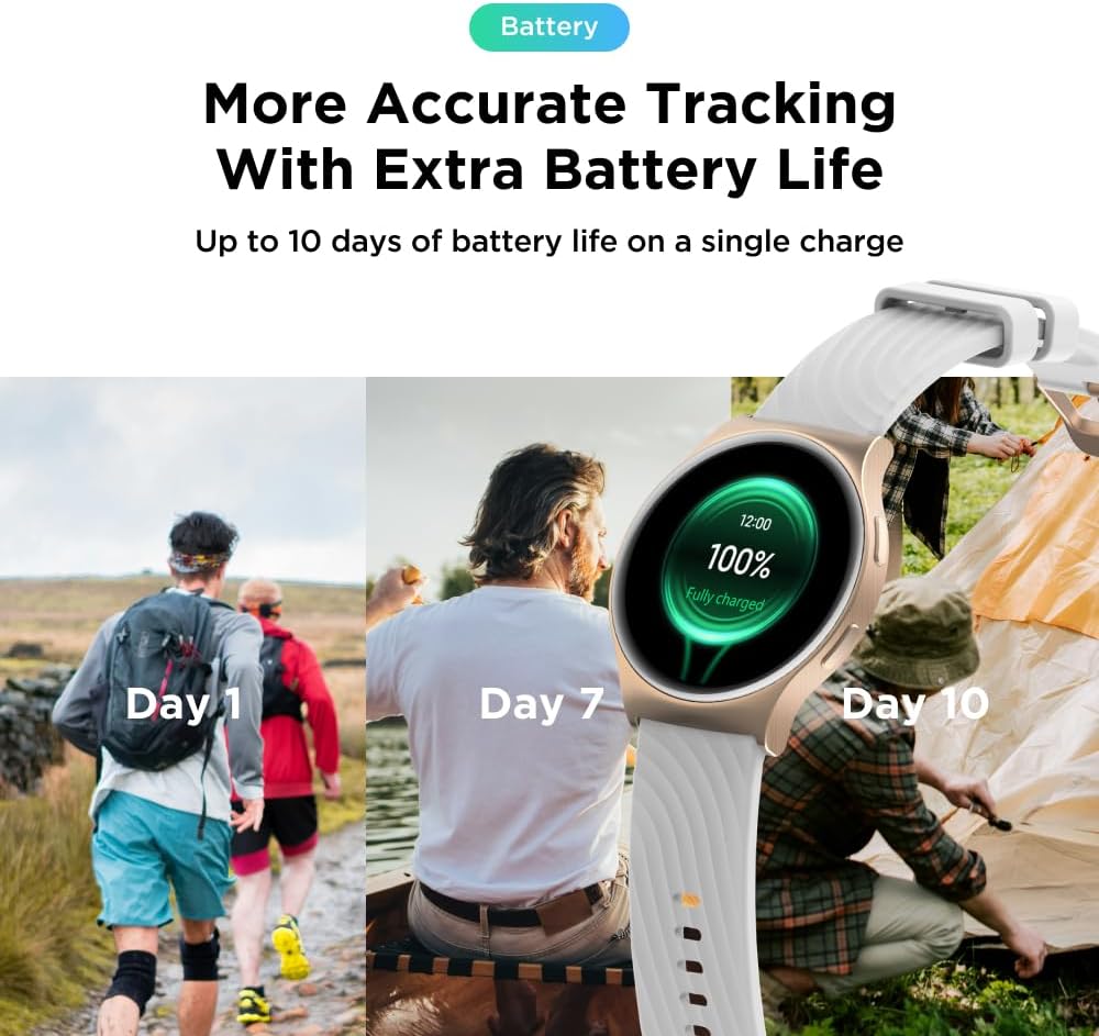 Motorola Moto Watch 120 - Premium Bluetooth Smartwatch with AMOLED Display, 10-Day Battery, Heart Rate & SpO2 Tracking, Fitness & Health Monitoring, Compatible with Android and iPhone - Rose Gold