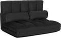 DORTALA Foldable Floor Sofa, 6-Position Adjustable Lounge Couch with 2 Pillows & Suede Cloth Cover, Modern Lounge Mattress Video Gaming Lazy Couch, Suede Floor Seating Sofa, 71' x 44.5', Black