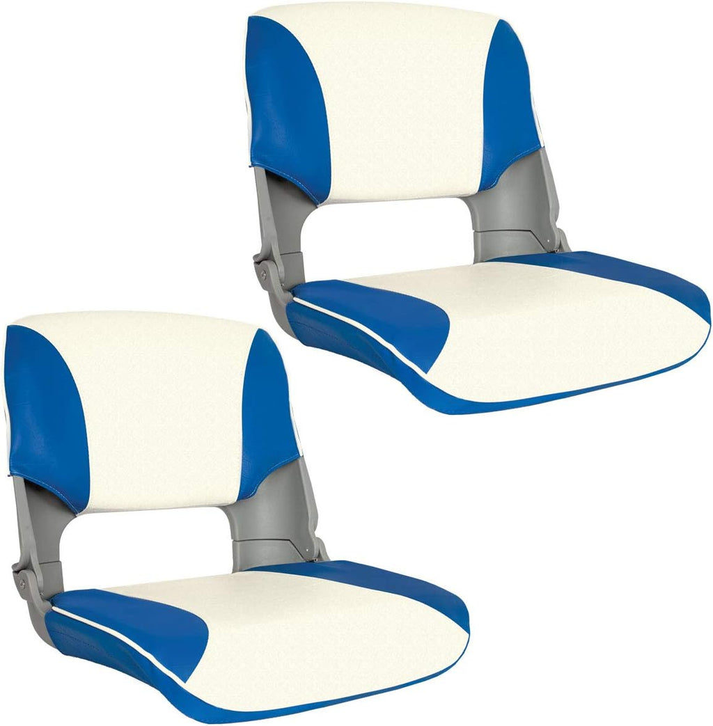 Oceansouth Skipper folding boat seat (Blue/White) seat boat fishing seats canoe with back support paddleboard kayak cushion covers waterproof cushions swivel bobber jon bass accessories mount base