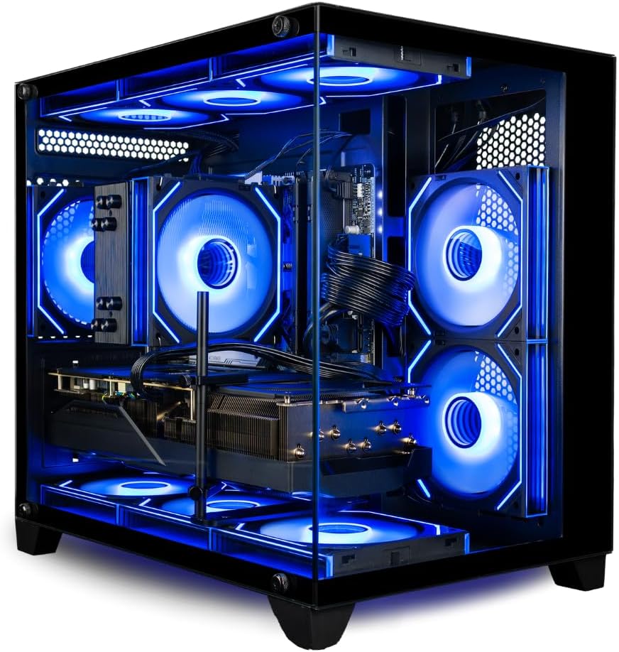 Panorama Radeon RX 9070 XT, AMD Ryzen 7 9700F Processor, 32GB DDR5 RAM, 2TB NVMe Gen4 M.2 SSD, WiFi 6E, RGB Gaming PC Desktop, HDMI, KB&M, Windows 11 Pro - Best 2025 Prebuilt Tower Computer for Gamers