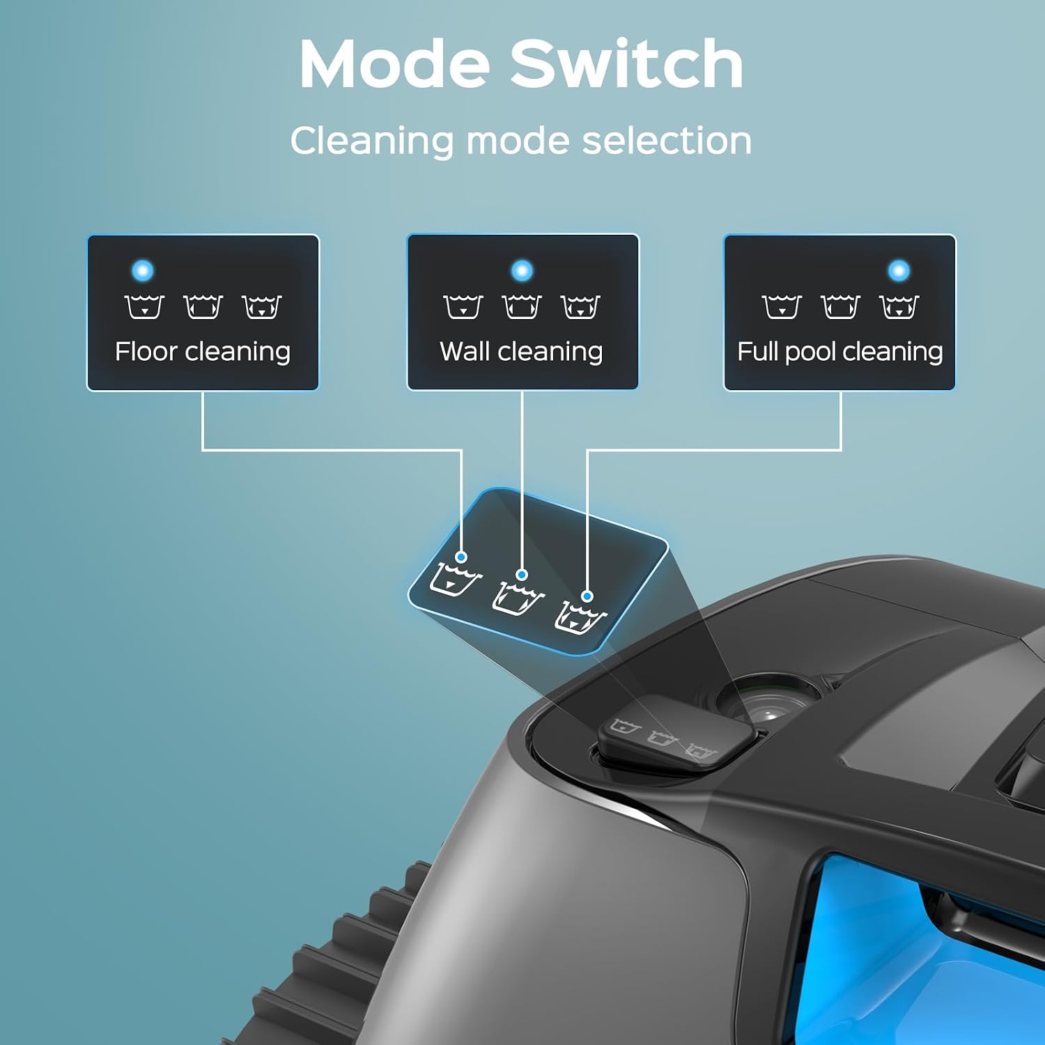 (2024 New) WYBOT C1 Max Robotic Pool Vacuum with APP, Manual Mode Switching & Wall Climbing Pool Cleaner, 65W Suction Power, 180~210 Mins, 2152 sq.ft, Infrared Intelligence, Ideal for Inground Pools