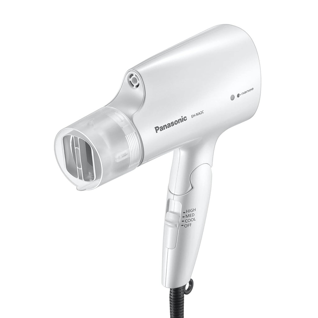 Panasonic nanoe Compact Hair Dryer EH-NA2C-W (White) - Japanese Nanoe Techonology, Foldable Travel Blow Dryer with Oscillating Quick Dry Nozzle, 1400W Lightweight Portable Hair Dryer, Anti-Frizz