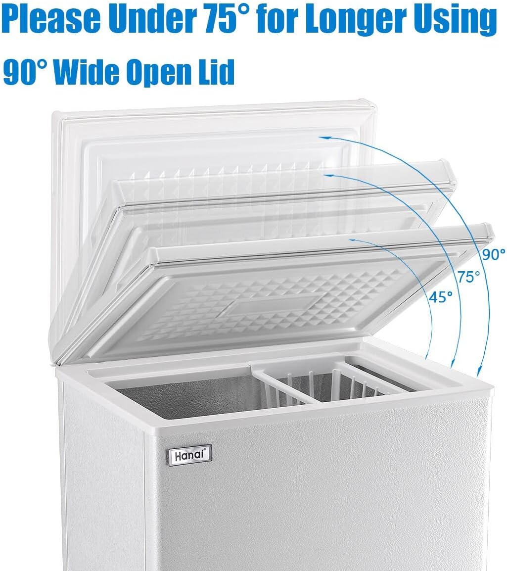 WANAI Chest Freezer 3.5 Cubic Feet Mini Small Deep Freezers with Adjustable Thermostat Top Open Door Freezer Compressor Cooling with Rmovable Storage Basket for Home, Kitchen Office Apartment, Black