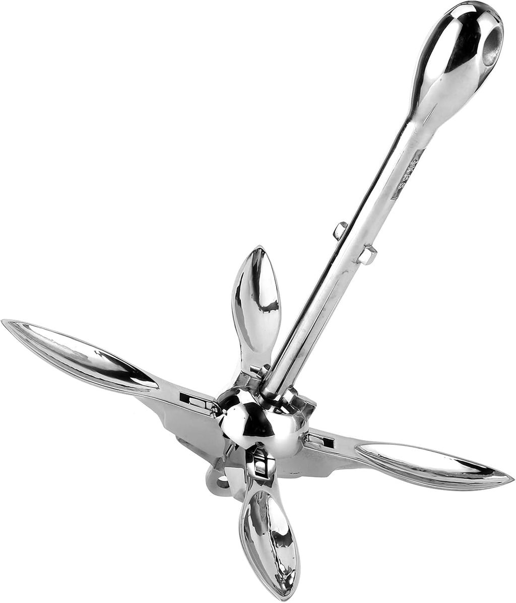 Kayak Anchor, Canoe Anchor Paddleboard Anchor 8.8lb Grapnels Hardware 316 Stainless Steel for Marine Yacht Fishing Boat