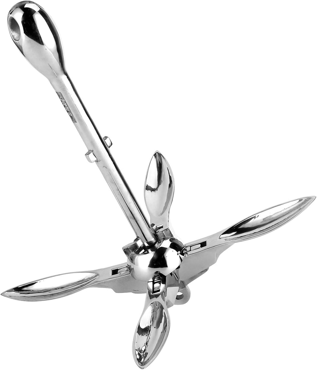 Kayak Anchor, Canoe Anchor Paddleboard Anchor 8.8lb Grapnels Hardware 316 Stainless Steel for Marine Yacht Fishing Boat