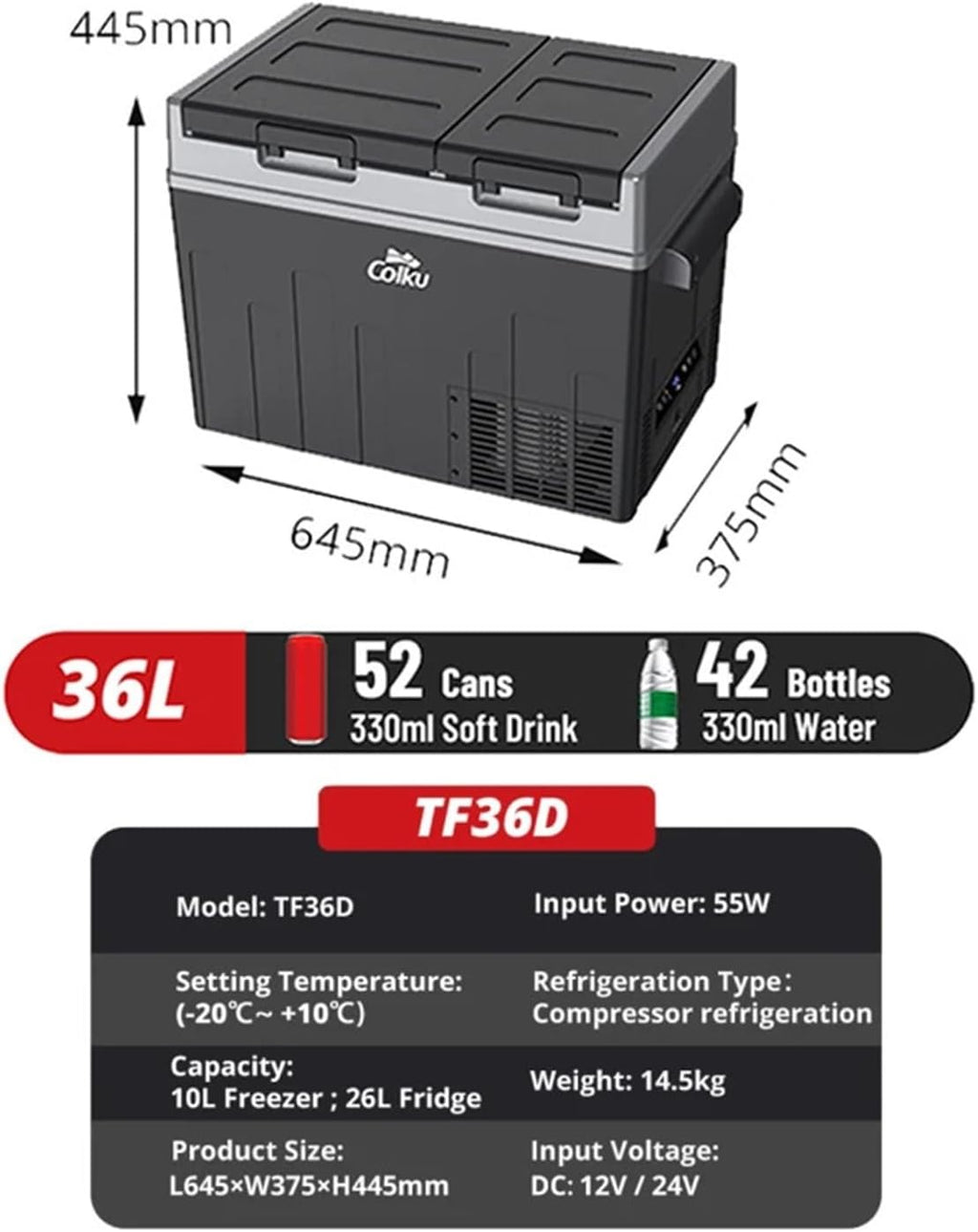 Portable Car Refrigerator Fridge Outdoor Compressor Cool Box 12V Truck Freezer(20L)