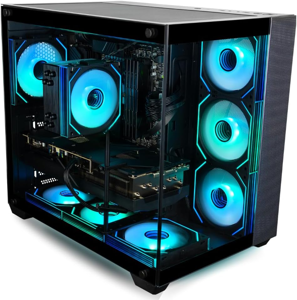 Panorama XL RTX 5070, Ryzen 7 7800X3D, 32GB DDR5 RAM, 1TB NVMe Gen4 SSD, Prebuilt Gaming Desktop PC w/Windows 11 Pro, 3-Year Warranty, RGB Keyboard+Mouse, Internal Wi-Fi 7, 3X DP, HDMI & RJ-45