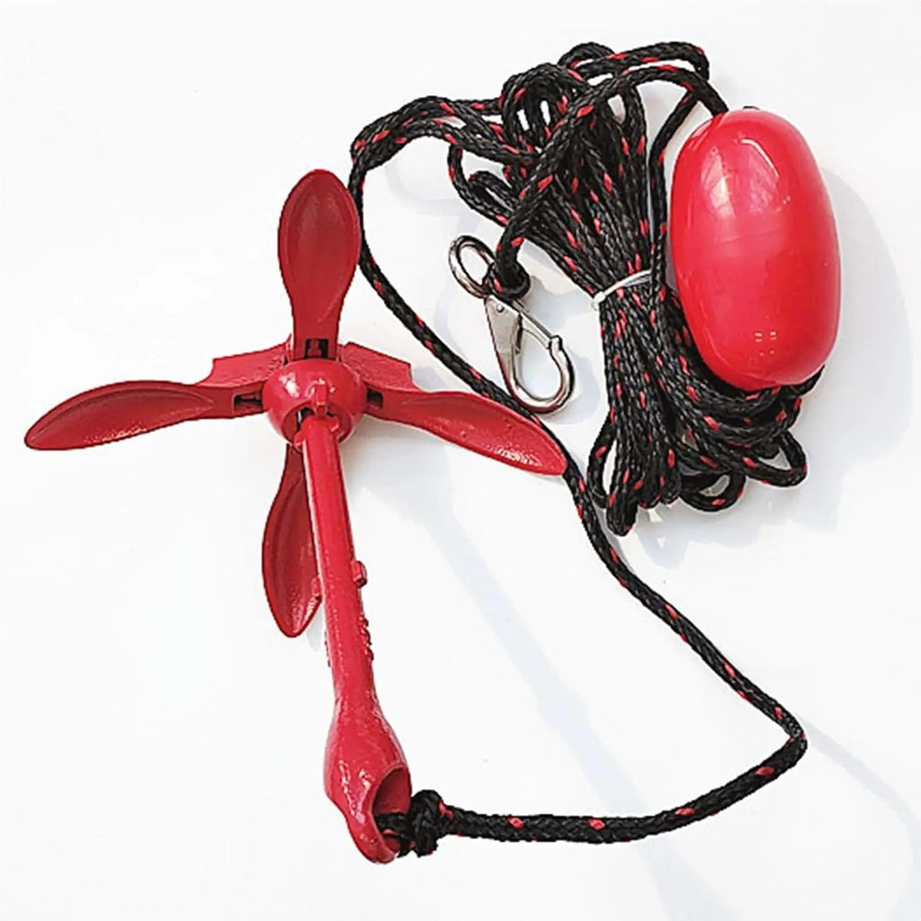 Folding Anchor, Red Spray-Coated Anchor Folding Set Carbon Steel,for Small Boats Canoe Paddle Boards
