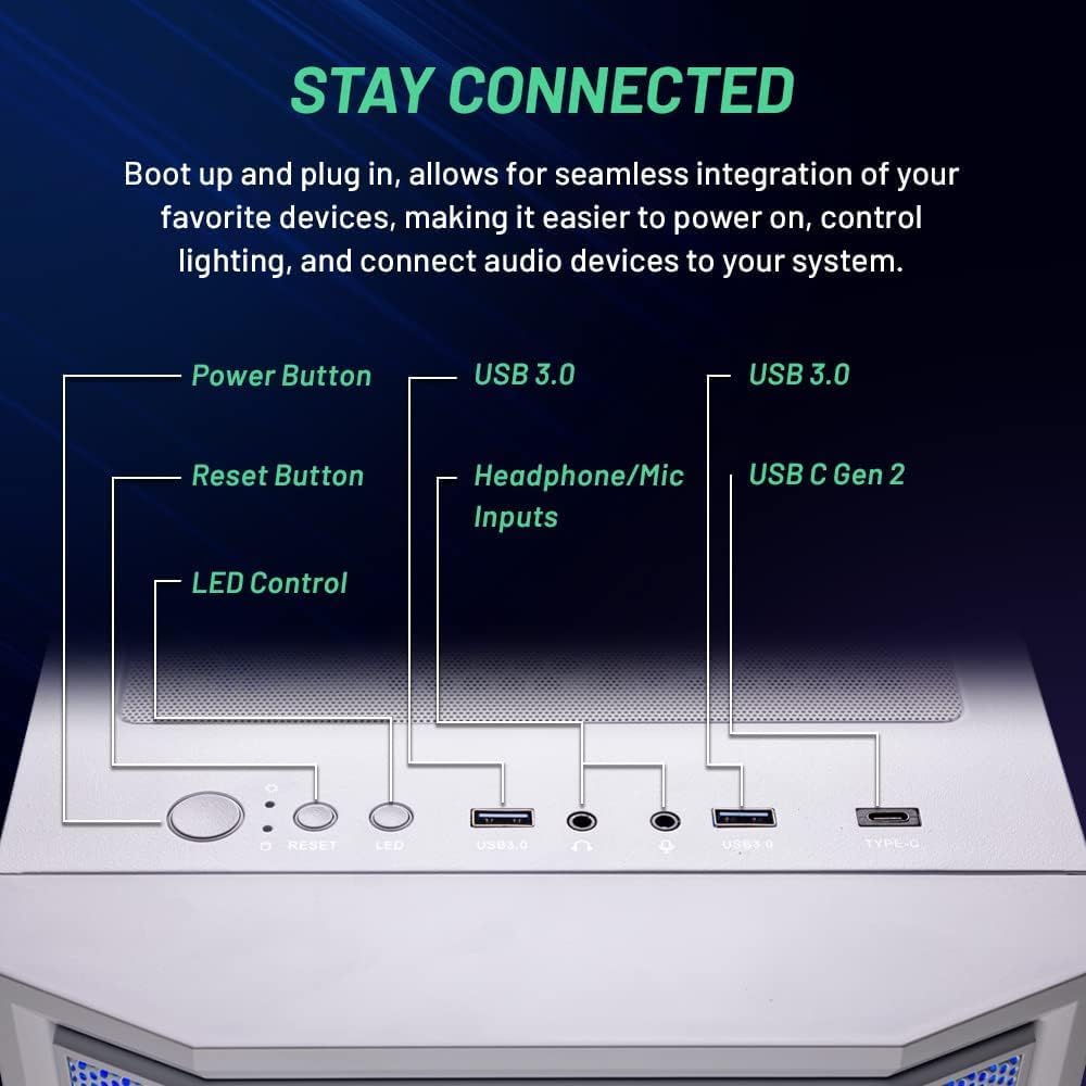 Skytech Gaming Archangel Gaming PC, Intel i5 14400F 2.5GHz, NVIDIA RTX 5060 Ti 16GB VRAM, 1TB Gen4 NVMe SSD, 32GB DDR4 RAM 3200, 650W Gold PSU, WI-FI 5, Windows 11, Desktop