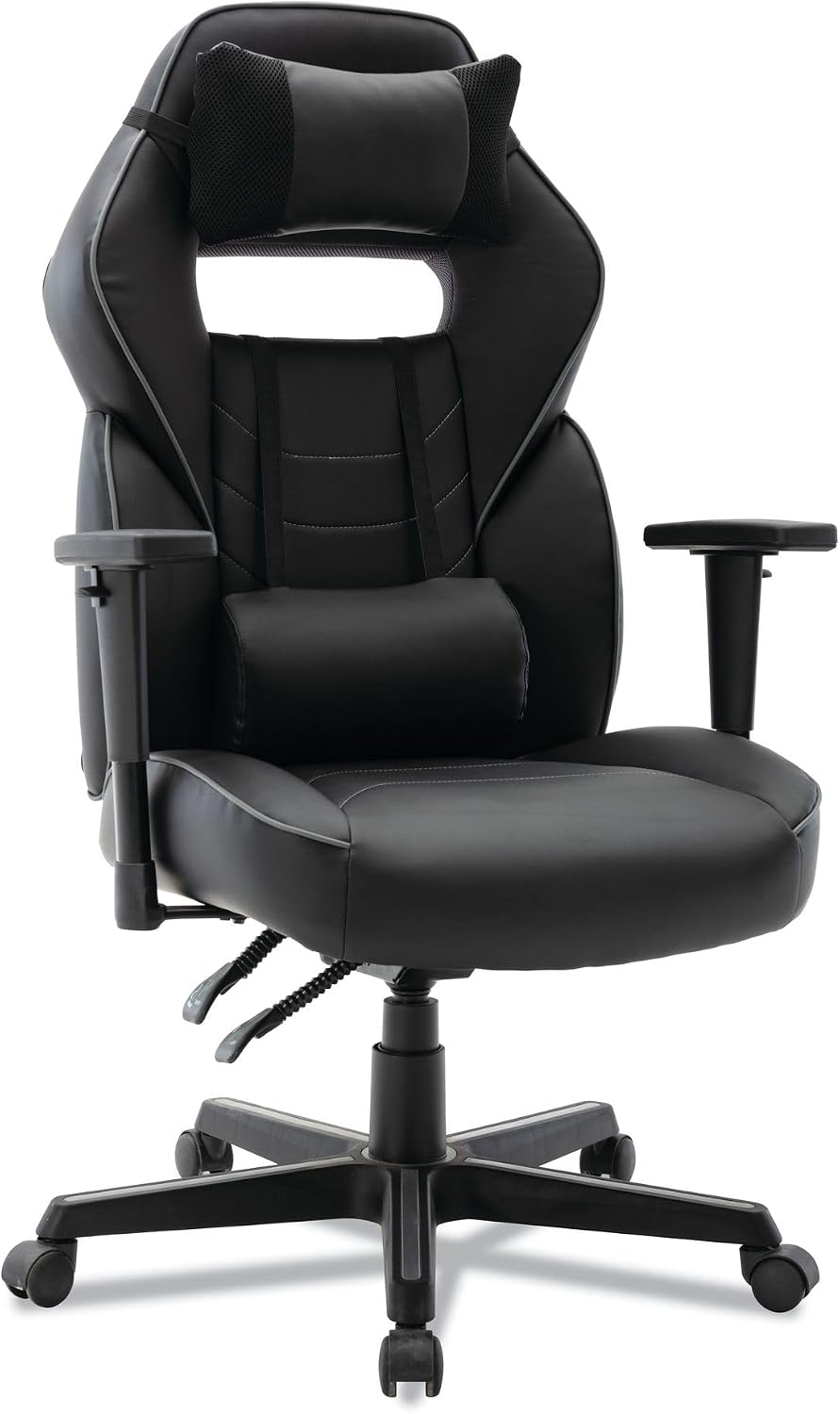 Alera Racing Style Ergonomic Gaming Chair, Supports 275 Lb, 15.91' to 19.8' Seat Height, Black/Gray Trim Seat/Back, Black/Gray Base