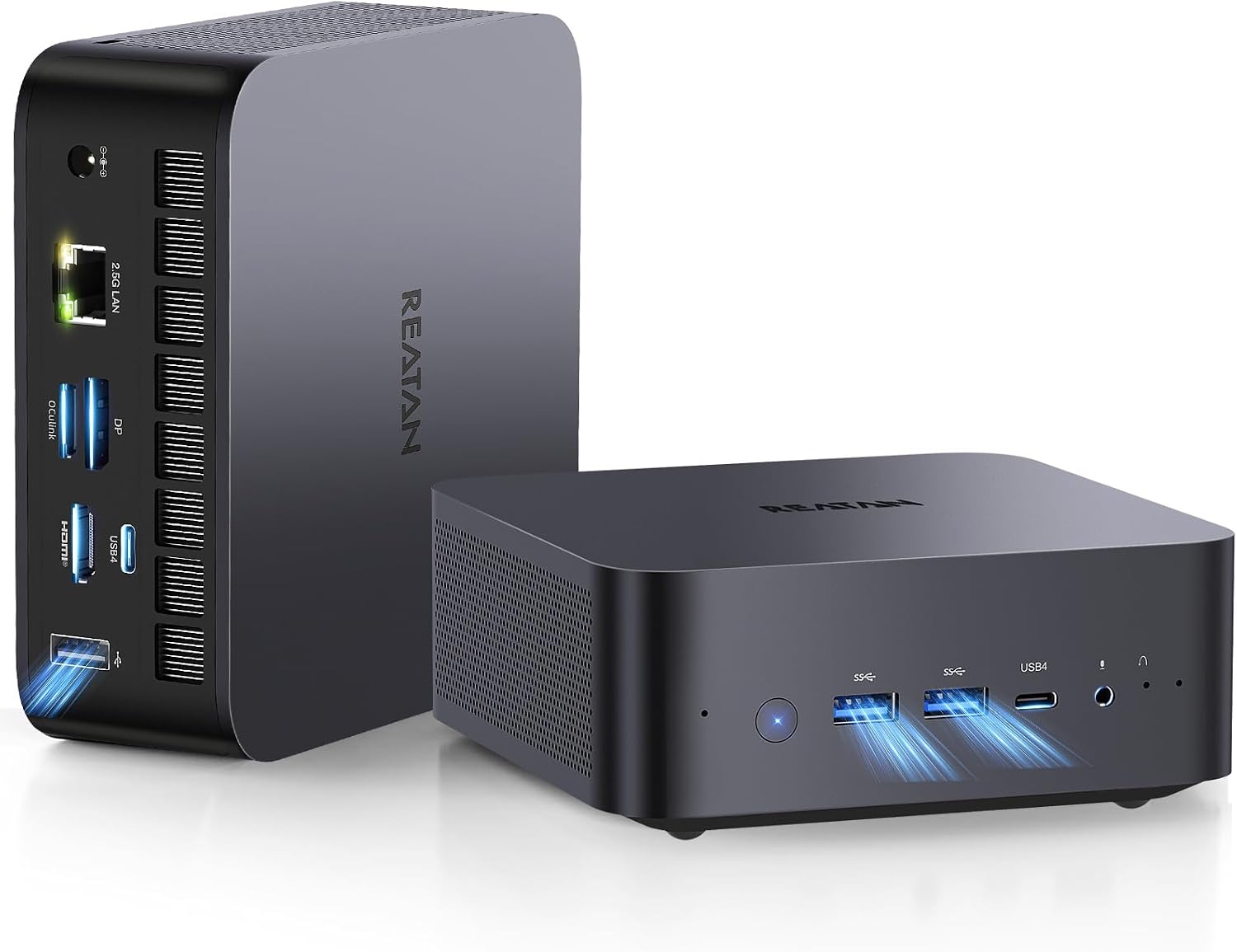 Reatan Mini PC Gaming OCuLink Radeon 780M 2600 MHz AMD Ryzen 7 255(Upgraded 8745HS) 32GB DDR5 1TB SSD RAM, Mini Computers, Built-in Dual Speakers, 2.5Gbps LAN,HDMI 2.1, 8K USB 4.0 Wi-Fi 7/BT5.4