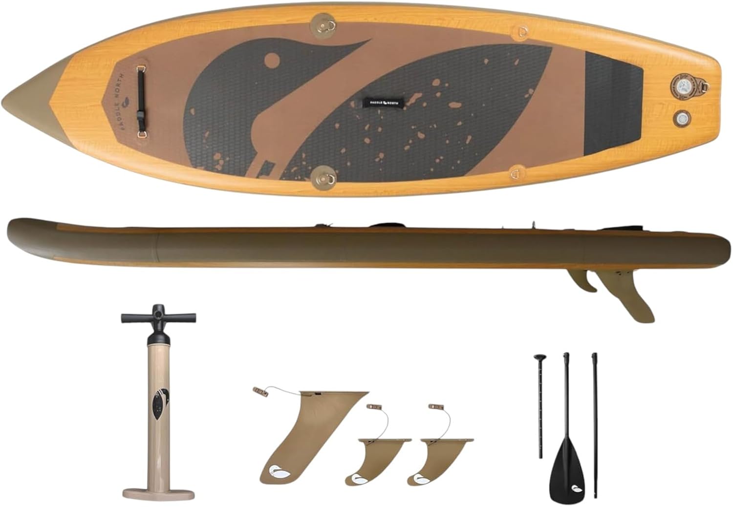 Paddle North Play Inflatable SUP Includes Pump, Adjustable Paddle, 3 Fins, and Shoulder Strap - 9 ft 11 in Lightweight and for All Skill Levels