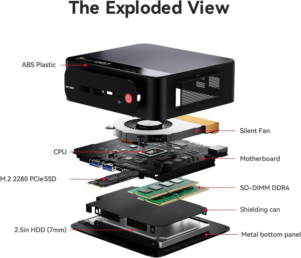Beelink Mini PC SER5 5500U AMD Ryzen 5 Processor(6C/12T, up to 4.0GHz), Micro PC 16GB DDR4 500GB NVMe SSD, Mini Computer Dual HDMI/4K 60Hz/WiFi6/BT5.2/Home/Office/HTPC/2.5Gbps Ethernet