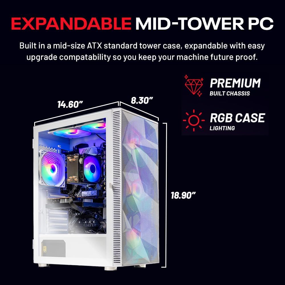 Skytech Gaming Storm Gaming PC, Intel i5 14400F 2.5GHz, NVIDIA RTX 5060 Ti 16GB VRAM, 1TB Gen4 NVMe SSD, 32GB DDR4 RAM 3200, 650W Gold PSU, WI-FI 5, Windows 11, Desktop