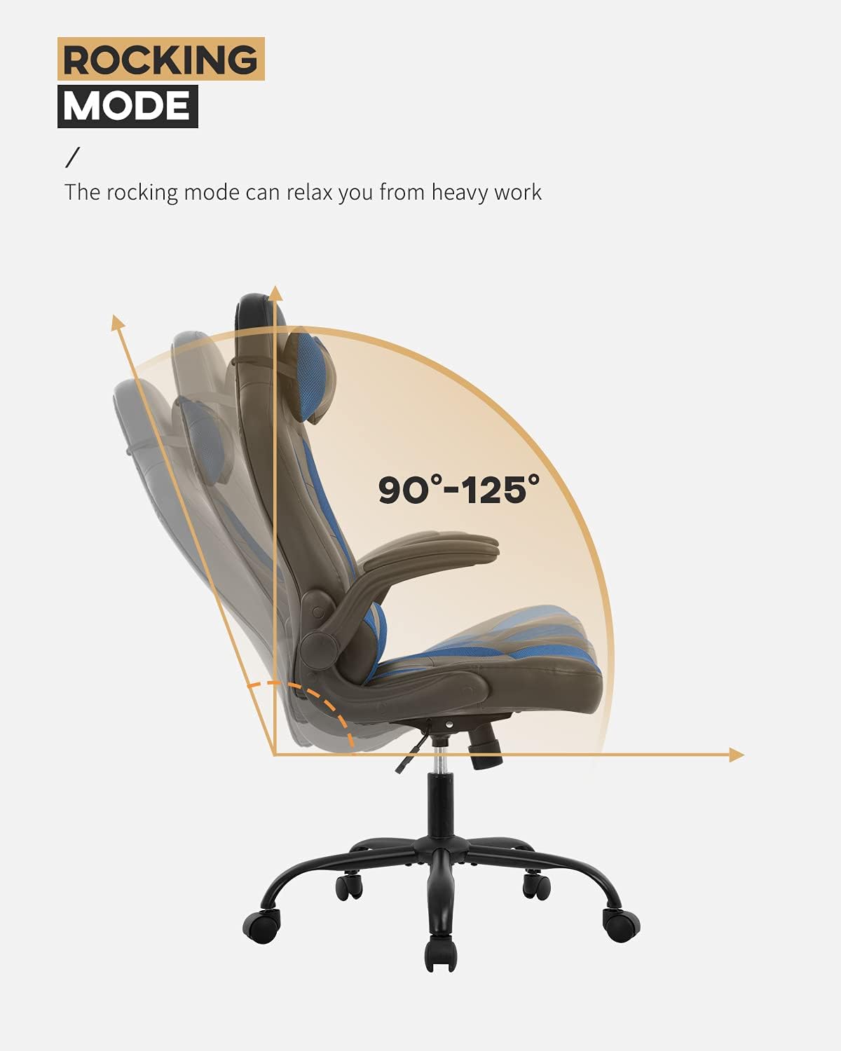 PC Gaming Chair Ergonomic Office Chair Computer Desk Chair with Armrests Headrest and Lumbar Support High Back PU Leather Executive Racing Chair for Home (Blue)