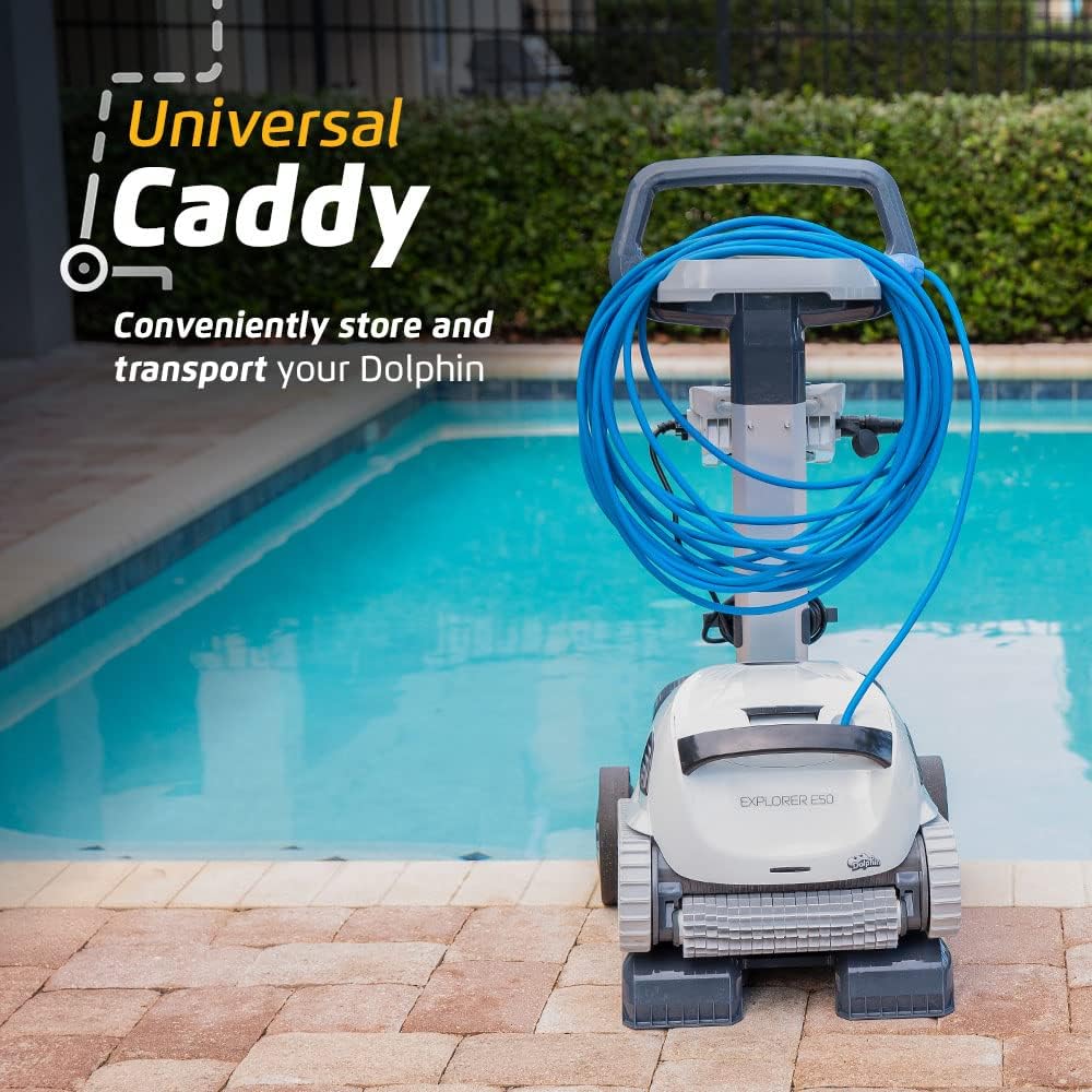 Dolphin Explorer E50 Wi-Fi Automatic Robotic Pool Vacuum Cleaner Includes Caddy and Classic Cover for Storage and Protection, Ideal for Inground Pool Up to 50 FT in Length