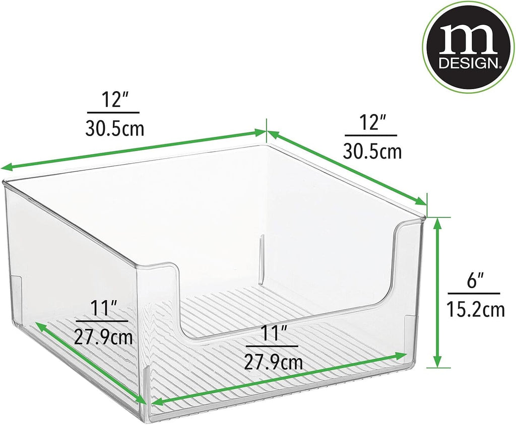 mDesign Modern Wide Plastic Open Front Dip Storage Organizer Bin Basket for Bathroom Organization - Vanity Shelf, Cubby, Cabinet, and Closet Organizing Decor - Ligne Collection - 8 Pack - Clear