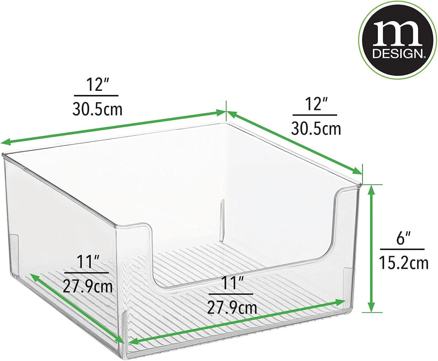 mDesign Modern Wide Plastic Open Front Dip Storage Organizer Bin Basket for Bathroom Organization - Vanity Shelf, Cubby, Cabinet, and Closet Organizing Decor - Ligne Collection - 8 Pack - Clear