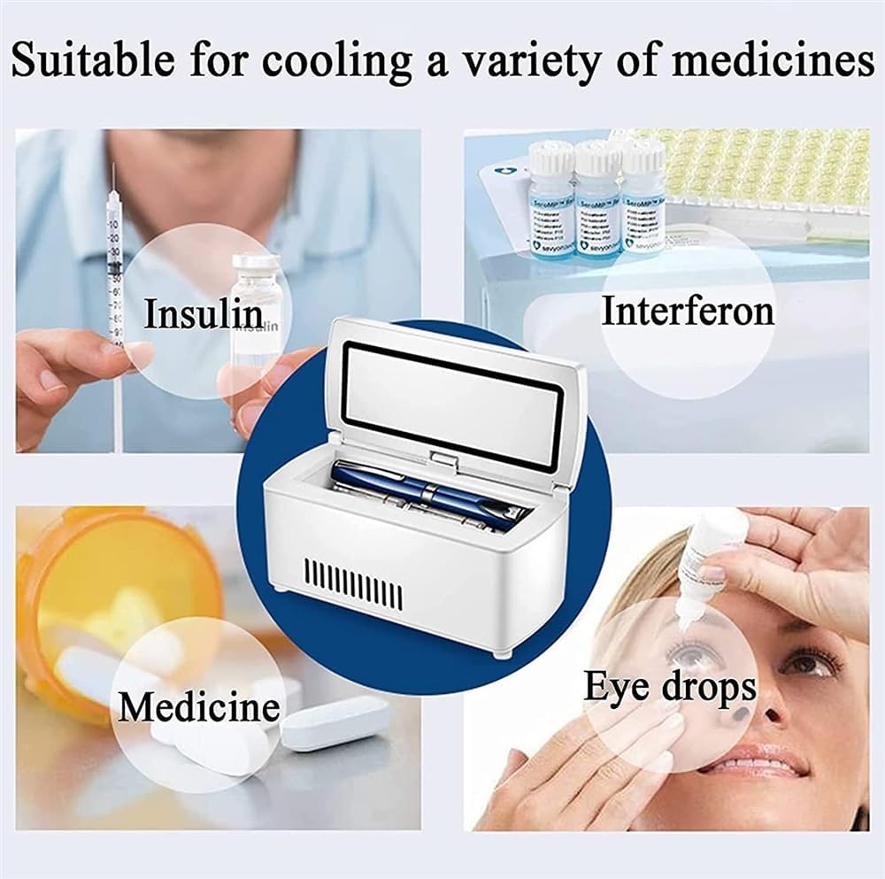 Insulin Cool Box Refrigerator, Cooler Bag Electric Insulin Cooler Container Thermostat USB Suitable for Travel/Interferon/Storage of Medicines