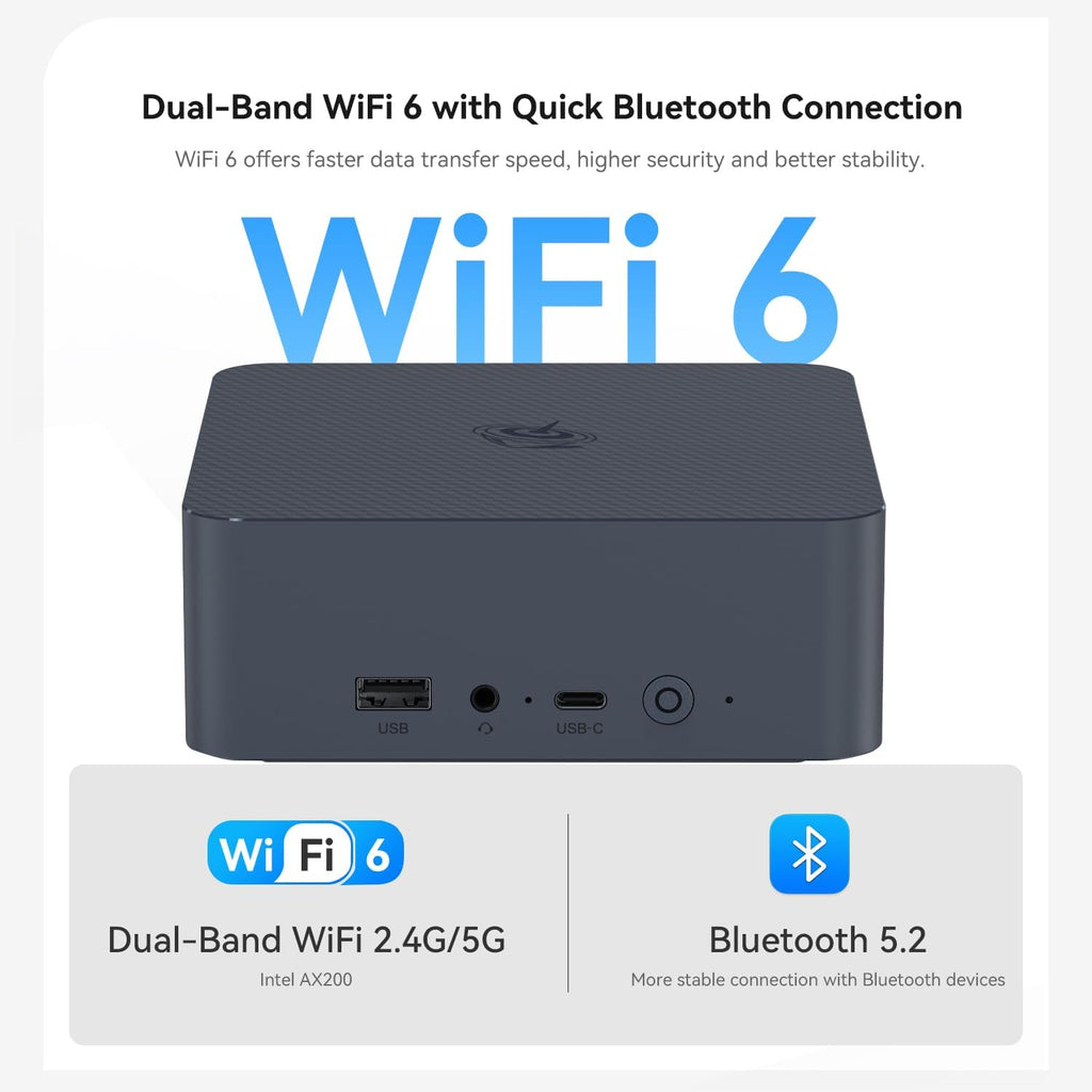 Beelink EQi12 Mini PC, Intel Core i5-1235U (up to 4.4GHz) 10C/12T, Mini Computer 16GB DDR4 3200MHz 500GB PCIe4.0 SSD, Dual HDMI Display 4K 60Hz/WiFi6/BT5.2/HTPC/Built-in PSU/Office/Home