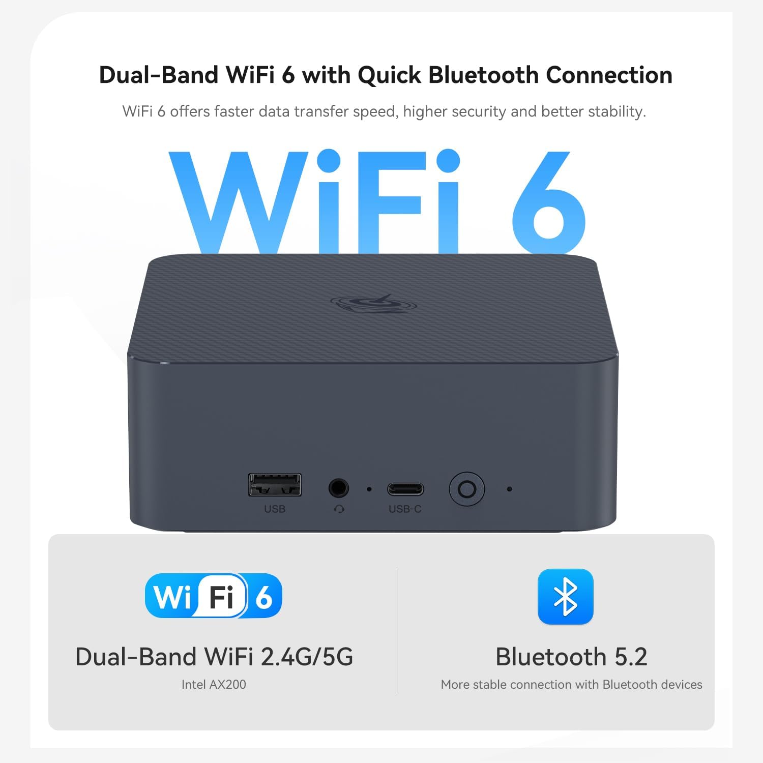 Beelink EQi12 Mini PC, Intel Core i5-1235U (up to 4.4GHz) 10C/12T, Mini Computer 16GB DDR4 3200MHz 500GB PCIe4.0 SSD, Dual HDMI Display 4K 60Hz/WiFi6/BT5.2/HTPC/Built-in PSU/Office/Home