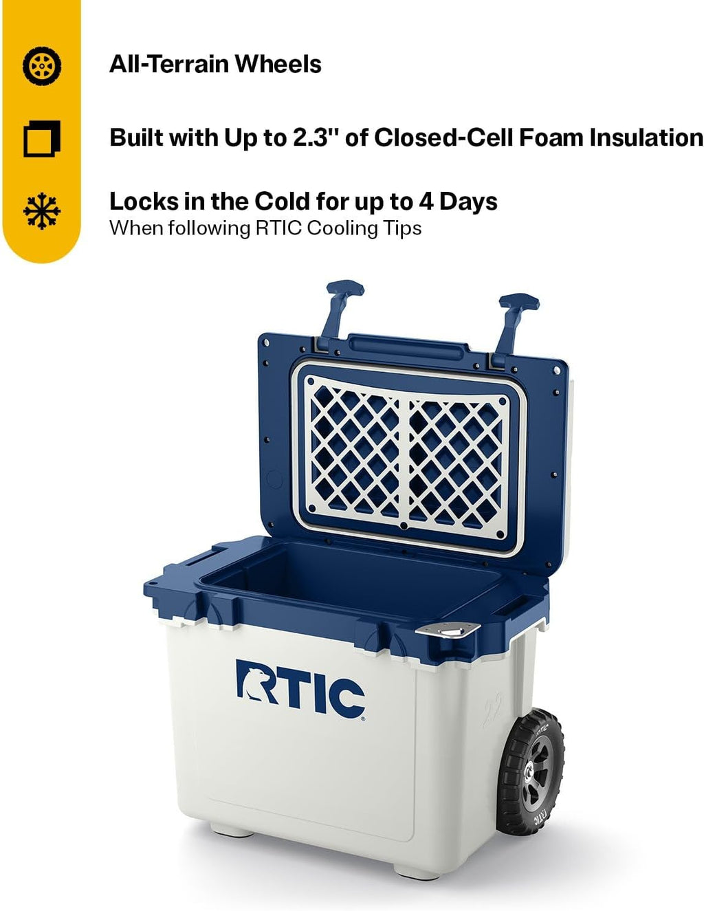RTIC 22 QT Ultra-Light Wheeled Cooler with Handle, Hard Insulated Portable Ice Chest Box for Beach, Drink, Beverage, Camping, Picnic, Fishing, Boat, Barbecue