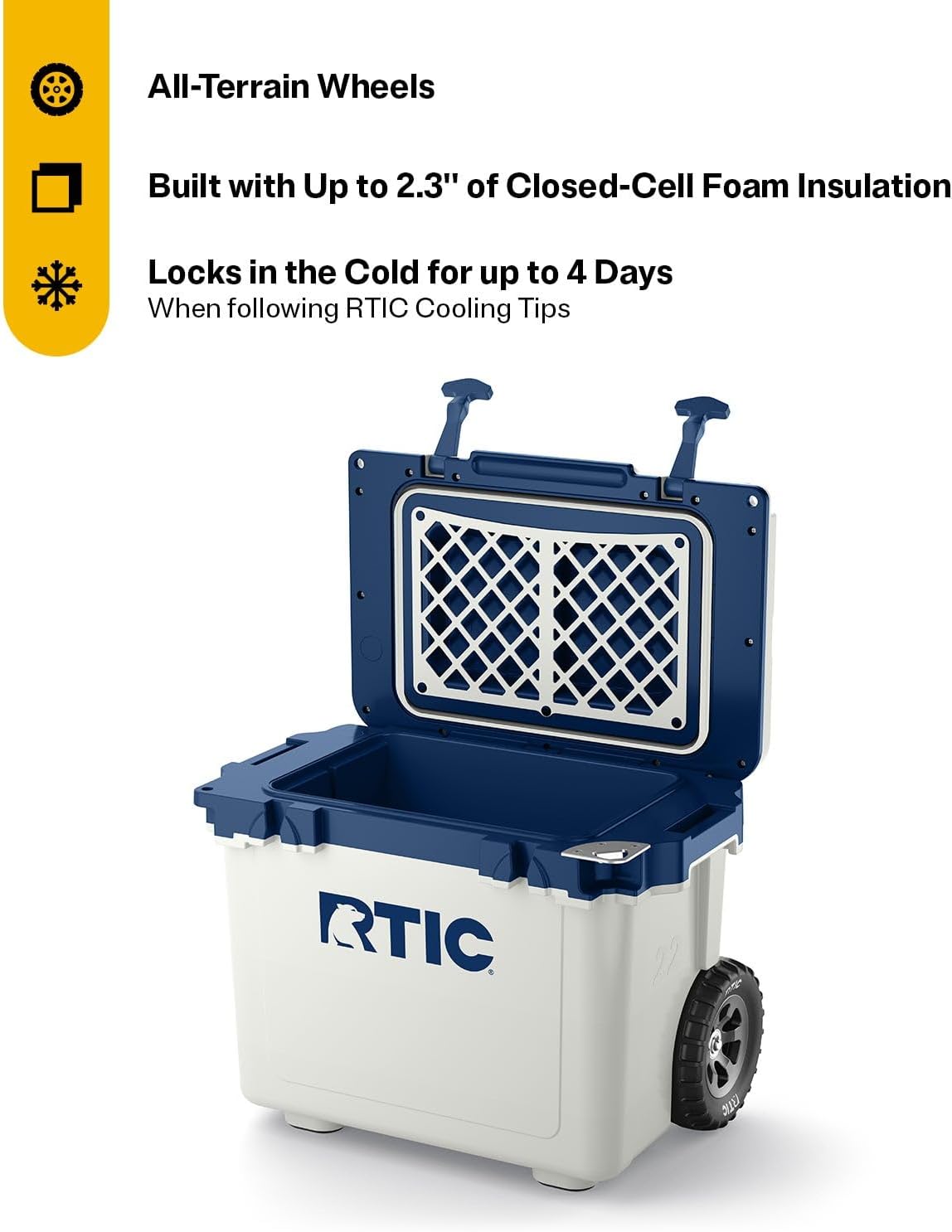 RTIC 22 QT Ultra-Light Wheeled Cooler with Handle, Hard Insulated Portable Ice Chest Box for Beach, Drink, Beverage, Camping, Picnic, Fishing, Boat, Barbecue