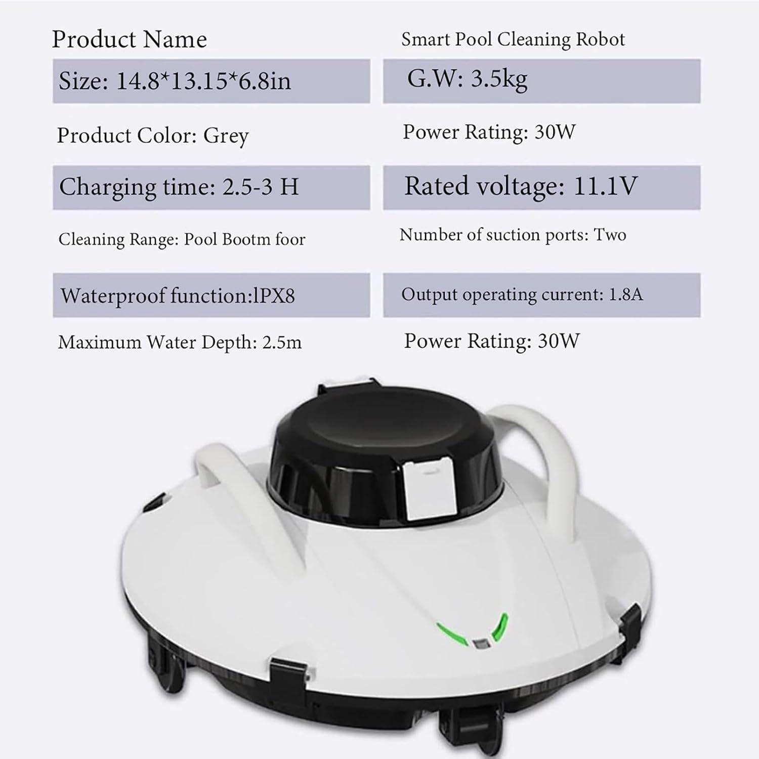 Cordless Pool Vacuum Cleaner Robot, Fully Automatic Pool Cleaner for Swimming & Landscape Pools, Efficient Cleaning with 90-Minute Runtime, 16μm Fine Filter, and Low Battery Return Function