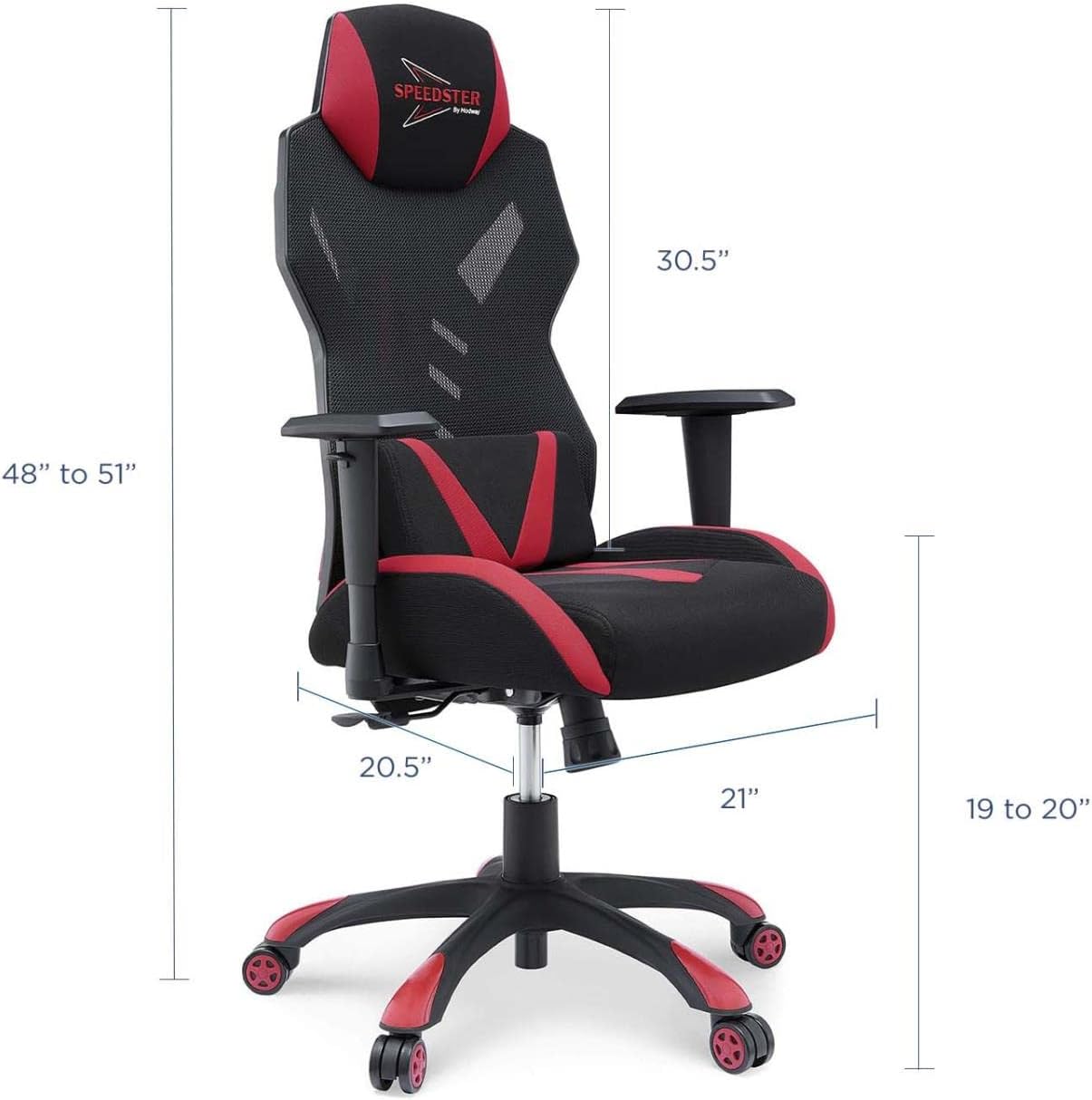 Modway Speedster Ergonomic Mesh Gaming Computer Desk Chair in Black Red