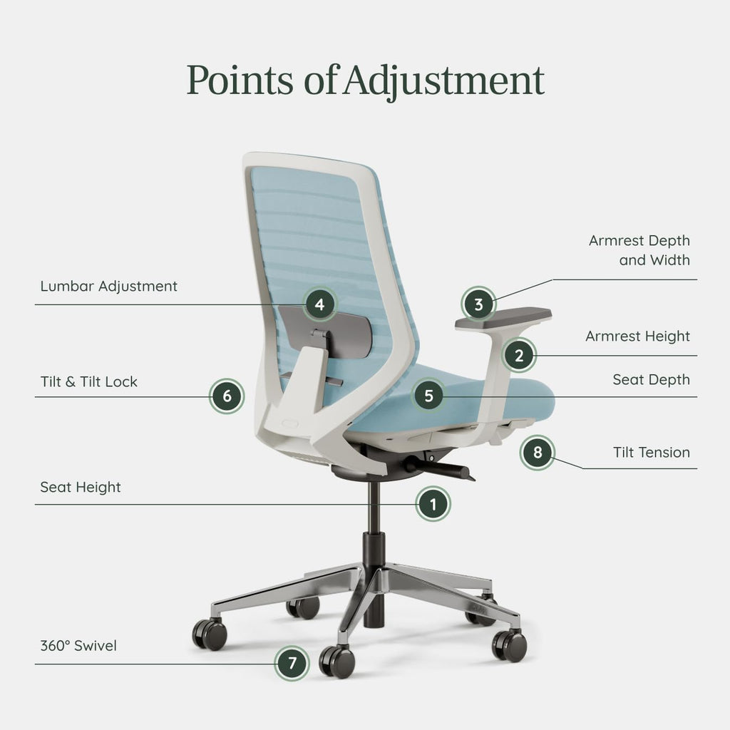 Branch Ergonomic Chair - A Versatile Desk Chair with Adjustable Lumbar Support, Breathable Mesh Backrest, and Smooth Wheels - Experience Optimal Comfort and Support - Light Blue