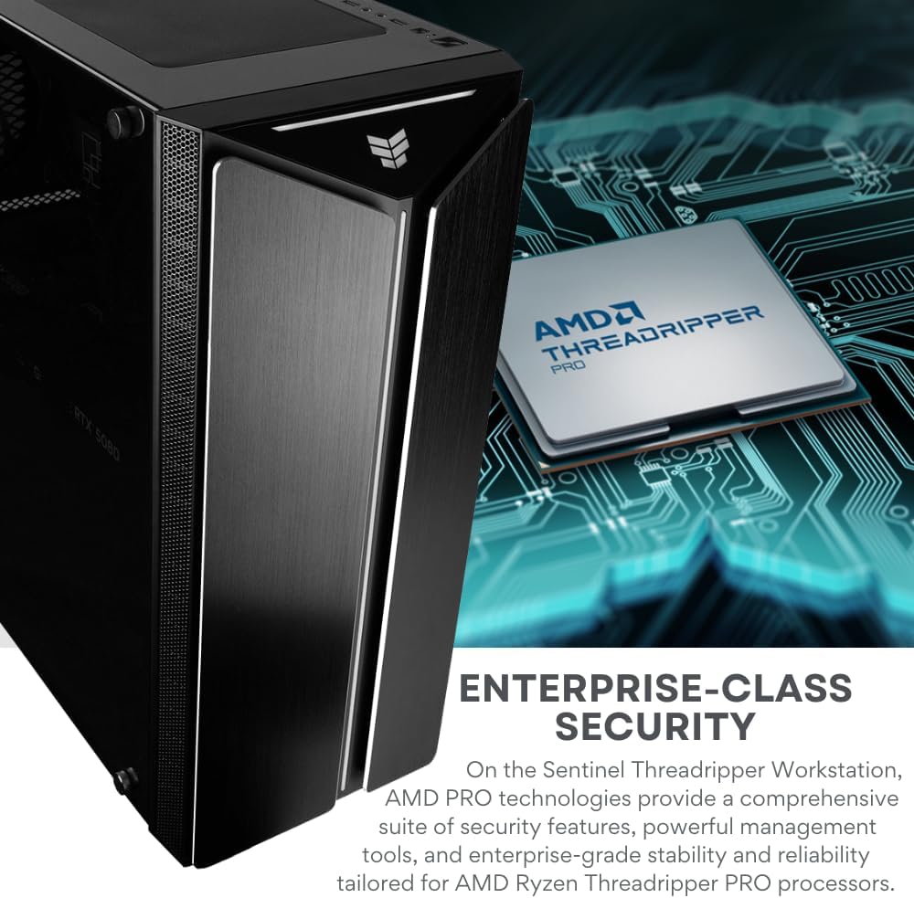 Sentinel Threadripper PRO 9975WX 32-Core Workstation PC RTX 5070 Ti, 128GB RAM, 4TB Gen5 SSD+3TB HDD, W11P (High Performance Desktop for Gen AI, AR, ML, CAD, Deep Learning, 3D Modeling, Rendering)