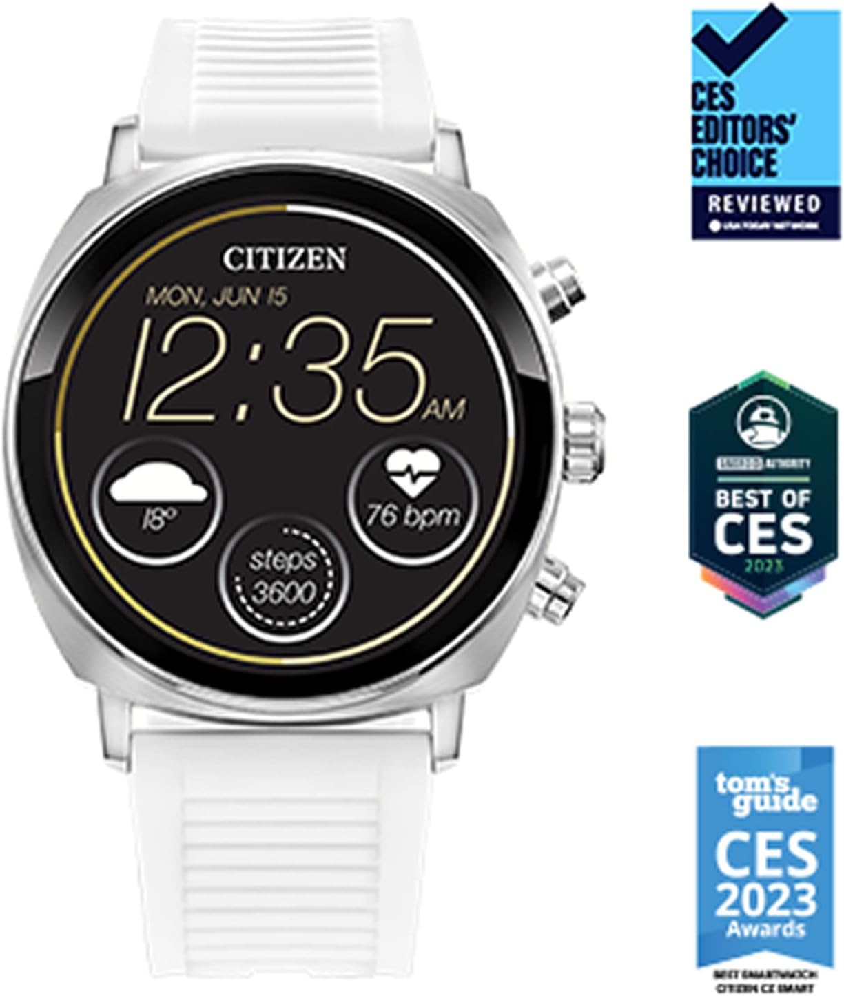 Citizen CZ Smart PQ2 41MM Unisex Smartwatch with YouQ App with IBM Watson® AI and NASA Research, Wear OS by Google, HR, GPS, Fitness Tracker, Amazon Alexa™, iPhone Android Compatible, IPX6 Rating