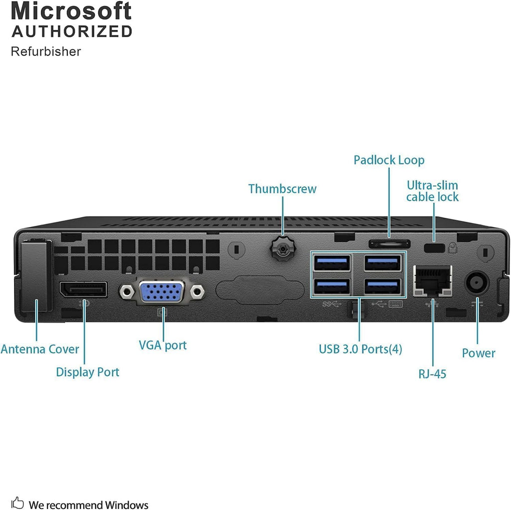 HP EliteDesk 800G2 Mini PC, Windows 11 Micro Desktop Computer, Intel Core i5-6500T, 8GB RAM, 256GB SSD, Keyboard and Mouse (Renewed)