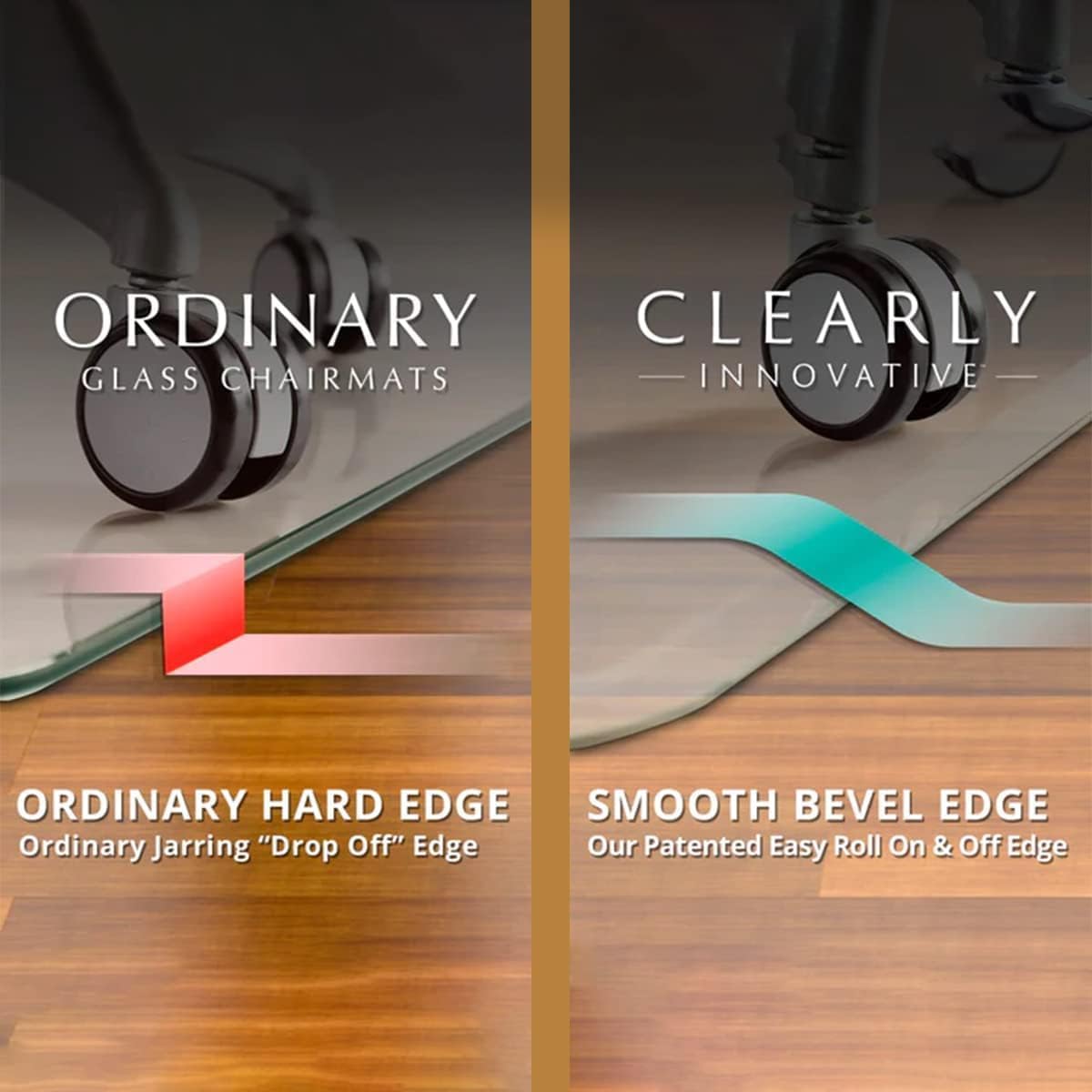 Office Chair Mat for Carpet & Hardwood - 36x48 Tempered Glass Chair Mat, Beveled Edge, Heavy-Duty 1,000 lb Capacity, Smooth Glide Floor Protector by Clearly Innovative
