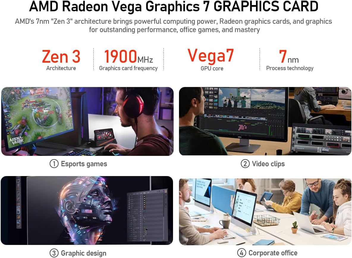 suevery Gaming Desktop Computer | 16G Memory | 512G SSD | AMD Ryzen5 5600GT | 6Core CPU Integration Radeon Vega Graphics | Wi-Fi Prebuilt Gamer Pc Ryzen5 5600GT (Black)