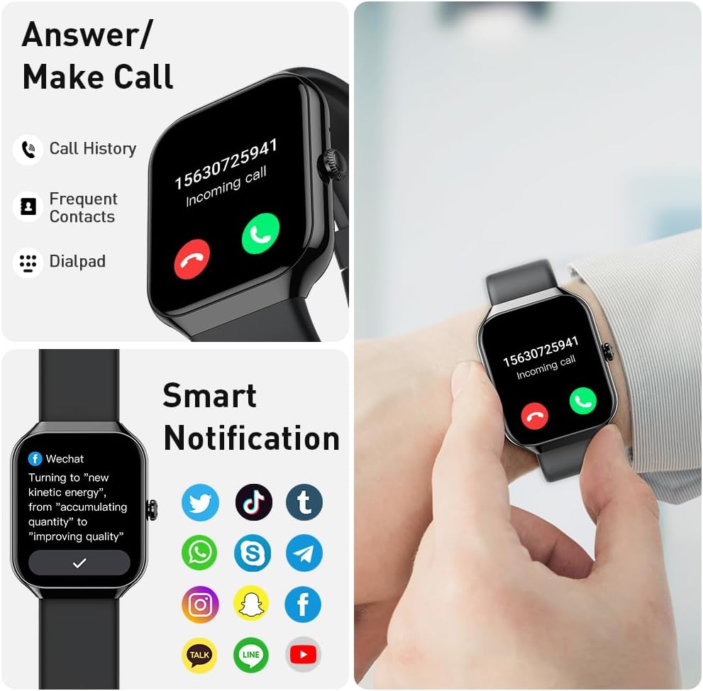 Smart Watch(Answer/Make Call BT5.4), 2026 New Smartwatch for Men Women, 1.96' HD Touch Fitness Watch with 110+ Sport Modes/Heart Rate/Sleep Monitor/Pedometer, IP68 Waterproof Fitness Activity Tracker