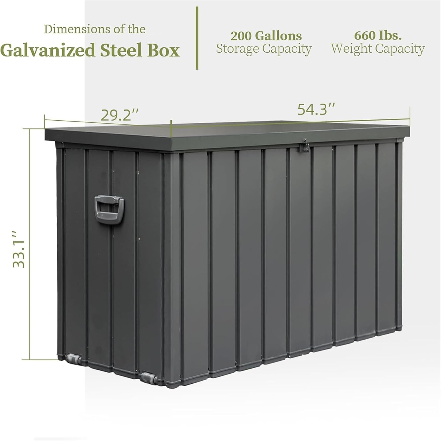 200 Gallon Outdoor Storage Deck Box Waterproof,Lockable UV Resistant Container Large Patio Storage Bin for Patio Outside Furniture Cushions,Pillows,Garden Tools (Dark Gray)