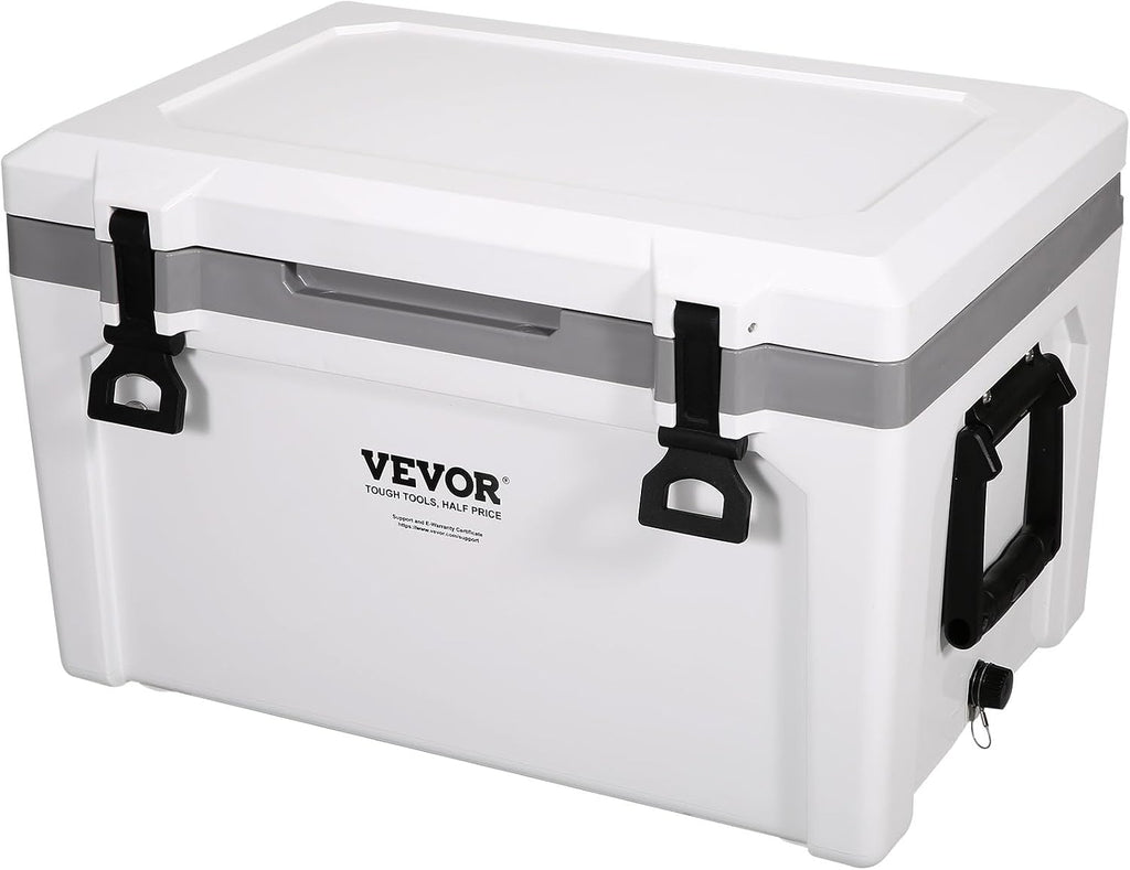VEVOR Ultra-Light Hard Cooler, Ice Retention Cooler with Heavy Duty Handle, Ice Chest Lunch Box for Camping, Travel, Outdoor, Keeps Cool for up to 6 Days, 30% Lighter Than Rotomolded Coolers